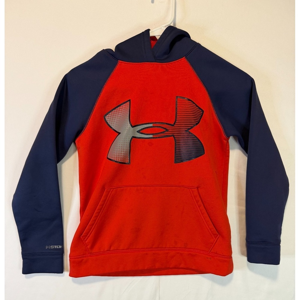 UNDER ARMOUR STORM1 Boys Blue/Orange Pullover Hoodie Sweatshirt YSM Youth Small